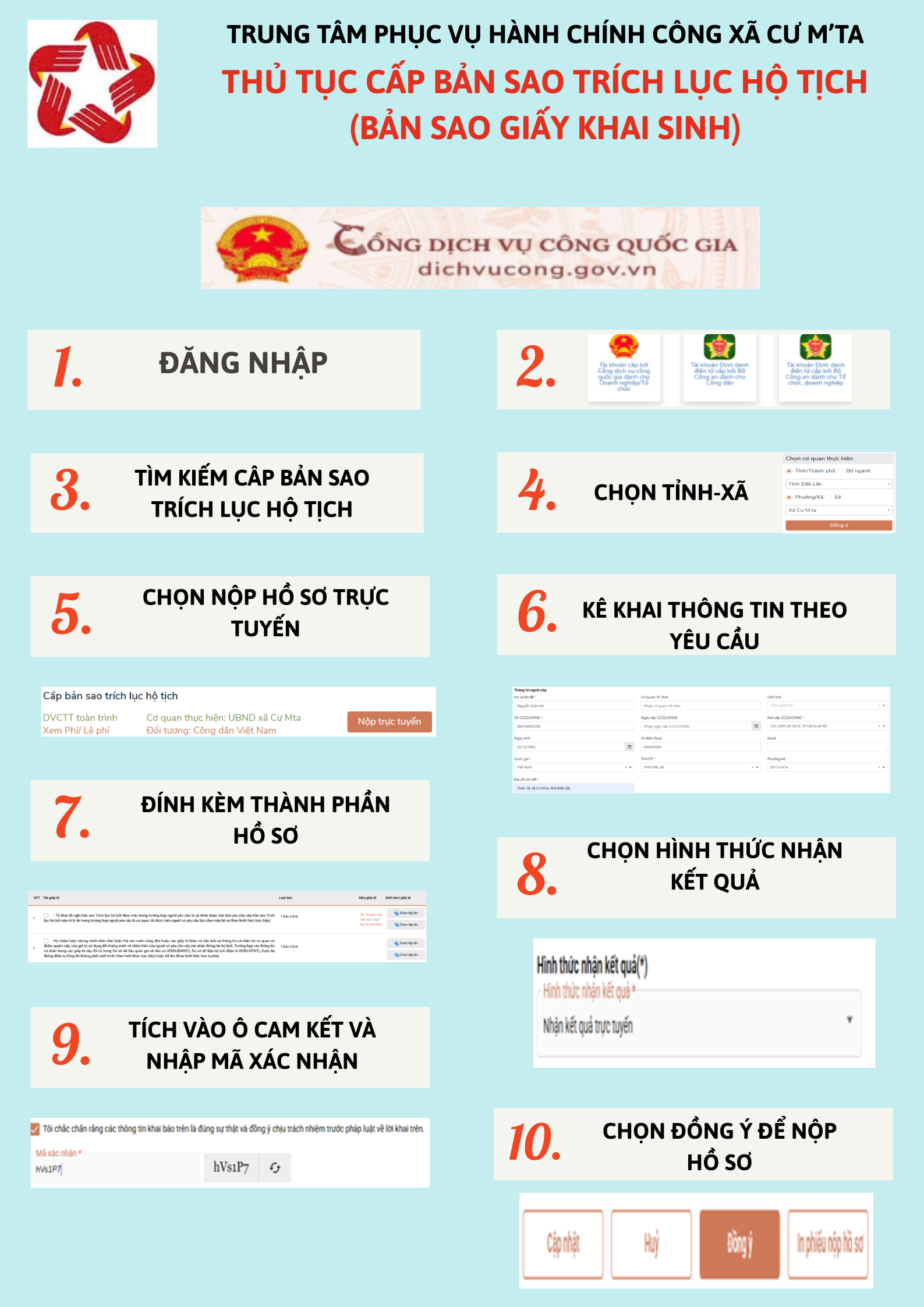 HƯỚNG DẪN NGƯỜI DÂN NỘP HỒ SƠ TRỰC TUYẾN LĨNH VỰC HỘ TỊCH TRÊN DỊCH VỤ CÔNG